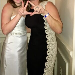 Xscape women’s black & gold long dress, good condition, size 10